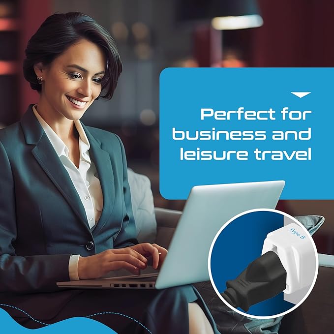 Ceptics Europe to US plug adapter, Type B USA Plug adapter compatible with plugs from Europe, India, and other countries - India to USA plug adapter is CE Certified & RoHS Compliant, White, 3 Pack