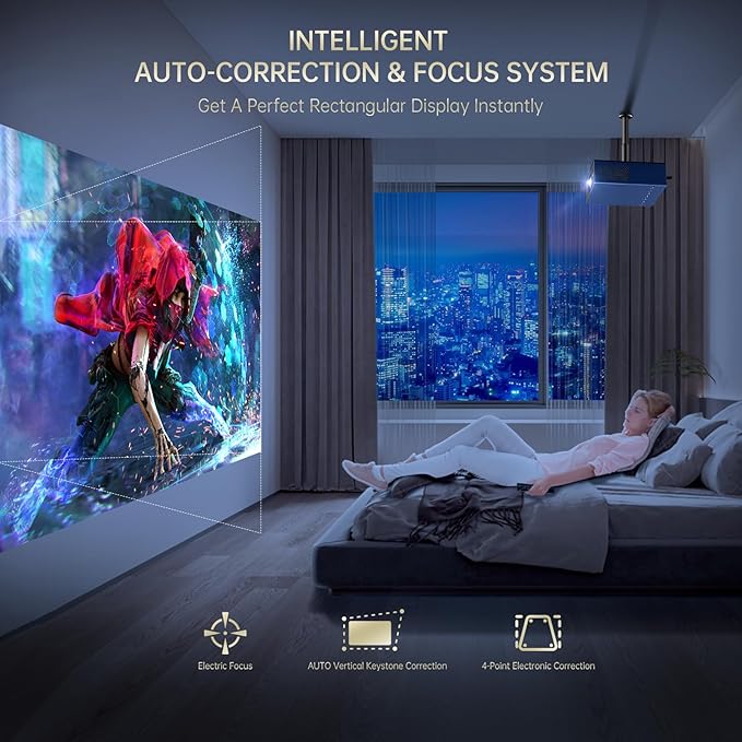 XIDU Portable Projector with WIFI and Bluetooth [Metal/1500ANSI/Native 1080P/Wireless Casting/Electric Focus/Auto Keystone]4K Outdoor Movie proyector for Home,Fire TV stick,iOS,Android,Laptop (Naval)