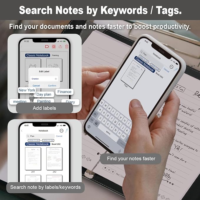 Smart Pen for Note Taking Set Real-Time Paper-to-Digital, Smart Digital Notebook with Pen for Meeting Class Creation, Convert to Text, Store, and Share Your Handwritten Notes via App(iOS/Android)