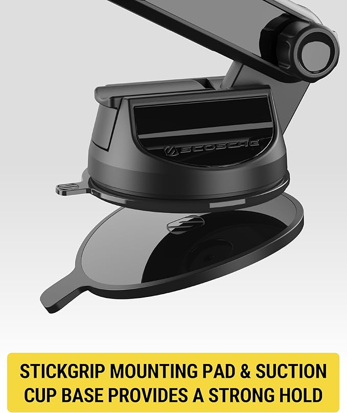 Scosche UH2WDEXCLN Universal Hands Free Phone Mount for Car Windshield/Dashboard, Suction Cup Cell Phone Holder with 360° Rotation, Includes Screen Cleaner, Stand Compatible with iPhone and Android