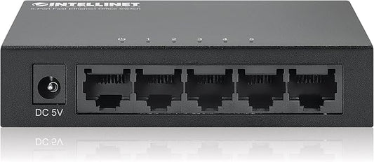 Intellinet 5-Port Fast Ethernet Network Switch - Ethernet Splitter - Unmanaged | Plug & Plug | Durable Metal Housing - for Computer Networking Hub, Desktop – 3 Yr Mfg Warranty – 523301