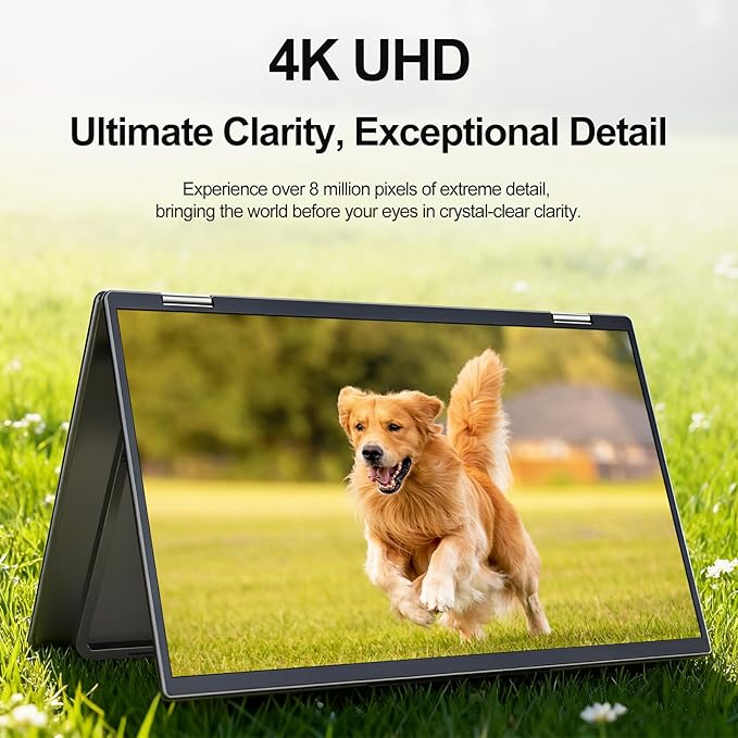InnoView 15.6" 4K Dual Portable Monitor 3840x2160P 100% sRGB | Owl Eye Vision - Foldable Design with 315° Screen Adjustment, 180° Stand | DP/USB-C/HDMI, Dual Screen Extender for Laptop, Mac, Windows