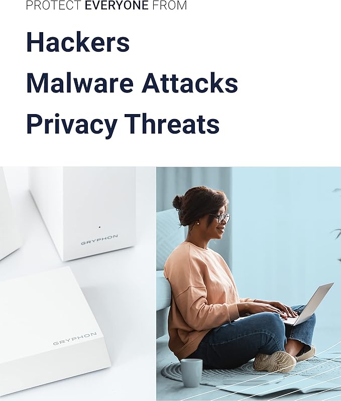 Gryphon Guardian Parental Control Router & Mesh WiFi System Up to 5,400 Sq ft Coverage WiFi Router Malware Secure Router Home Protection & Security AC1200 DualBand Wireless Extender Smart Home 3 Pack