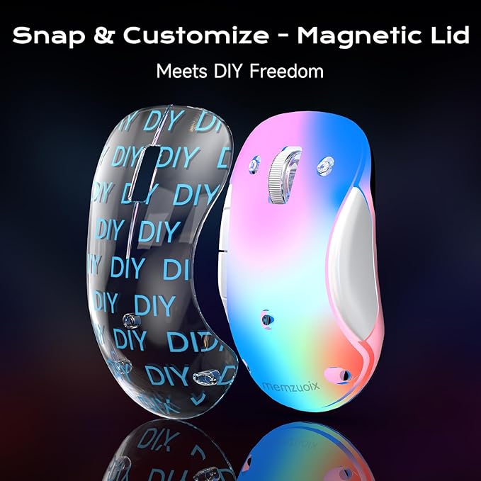 memzuoix 2.4G LED Wireless Mouse, Rechargeable Ergonomic Mouse with Detachable Cover, 1400 DPI Portable Optical Computer Mouse with USB Receiver for Laptop, PC, Desktop and MacBook, 5 Buttons-Blue