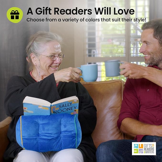 Gifts for Readers & Writers Book Pillow Tablet Stand for Bed Grey - Premium Cushioned Book Holder for Hands Free Reading, Stylish Tablet Holder for Bed, Kindle Pillow Stands & Lap Ipad Holders