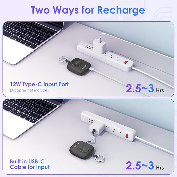 Small Portable Charger 5000mAh,iWatch Wireless Charger Mini Power Bank with Built-in Cable,Travel Keychain Charger for Apple Watch 10/9/Ultra2/8/Ultra/7/6/Se/5/4,iPhone 17/16/15/14/13/12,Android Phone