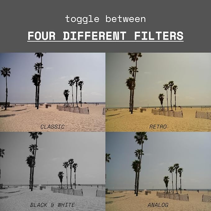 LENSY Screen Free Digital Camera | Four Built in Filters | Rechargeable, 8mp, Lightweight, Focus-Free, Auto-Flash, Easy-to-Use, Reusable, Retro Film-Style Photos (Cheetah Print)