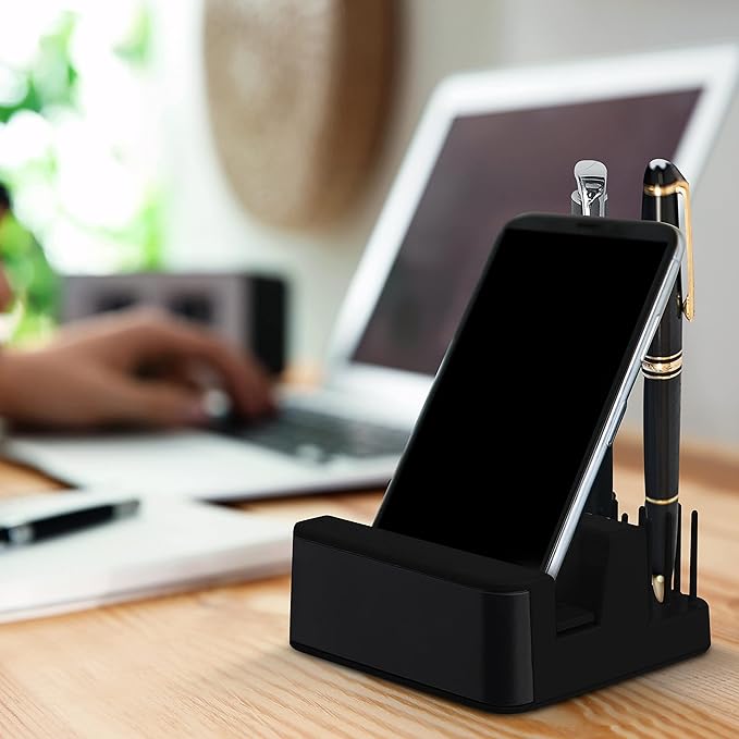 DISCOUNT PROMOS Light Up Logo Phone Stands Set of 10, Bulk Pack - Essential Smartphone Accessory, Perfect for Office and Home - Black