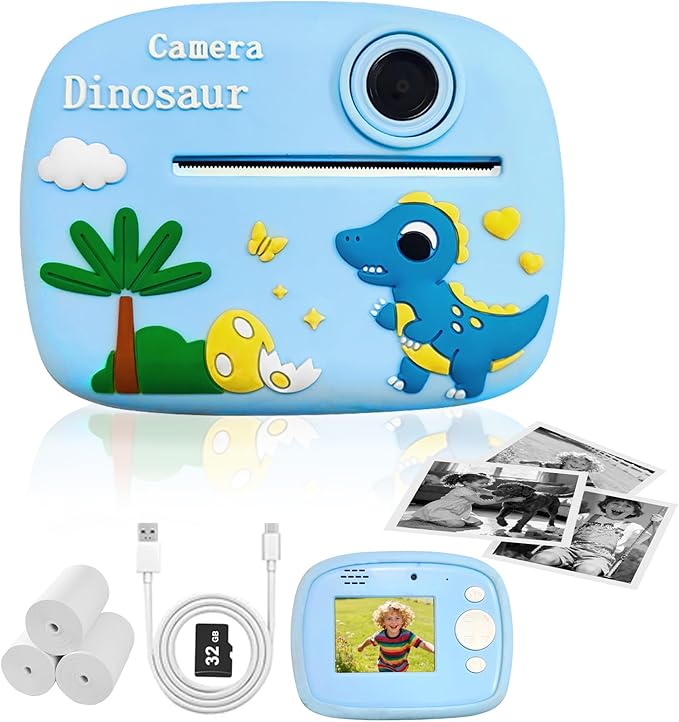 Kids Instant Digital Cameras for Boys and Girls, 1080P Video Digital Kids Camera That Print Photos with 32G Card,Portable Toddlers Camera Christmas Birthday Gifts Toys for Age 3-16 Years Old