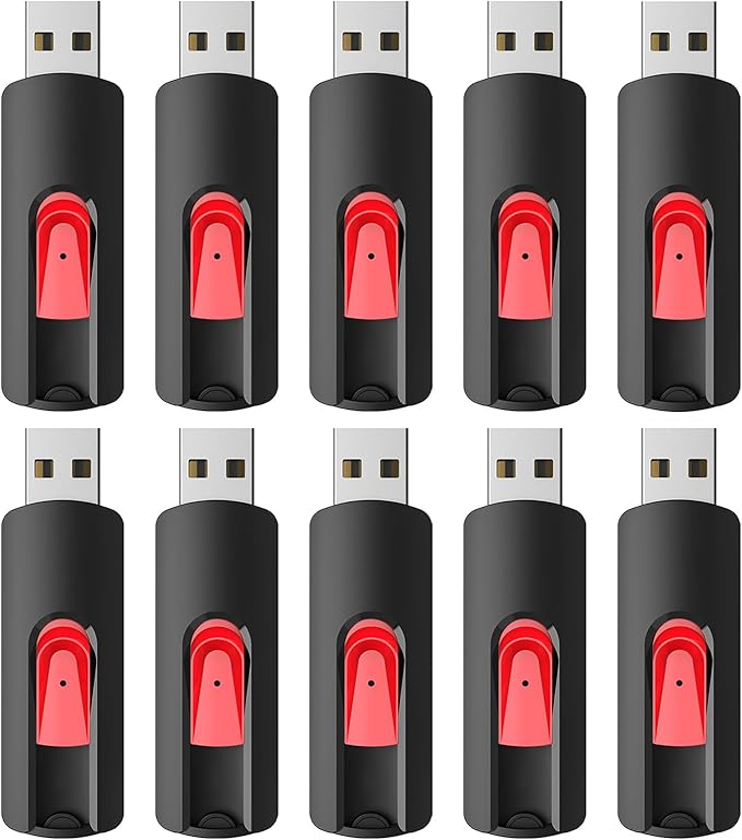 RAOYI 10Pcs 4GB USB Flash Drives Slide Retractable Memory Stick Bulk USB 2.0 Thumb Drive Jump Drive Zip Drive USB Sticks Data Storage Backup for PC Mac (4G, Red)