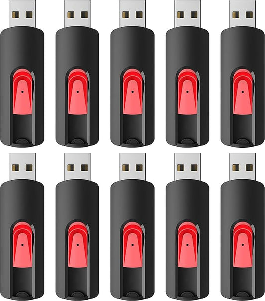 RAOYI 10Pcs 4GB USB Flash Drives Slide Retractable Memory Stick Bulk USB 2.0 Thumb Drive Jump Drive Zip Drive USB Sticks Data Storage Backup for PC Mac (4G, Red)