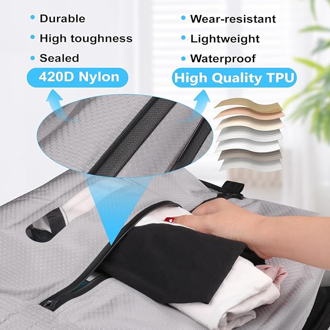 2025 Vacuum Bags for Travel with See-Through Window & 5KPa Pump Space Saver Vacuum Seal Bags for Clothing Travel IP67 Reusable Packing Organizers for Luggage, Backpack, Suitcase Grey 1PC+Pump