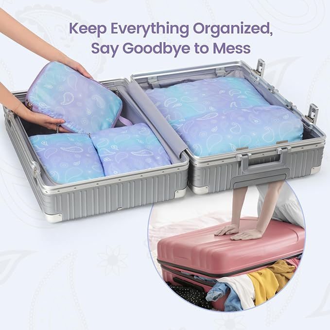 Cambond Compression Packing Cubes for Travel Women - Travel Bags Luggage Organizers Travel Essentials Compression Cubes for Travel Carry on Suitcases Organizer