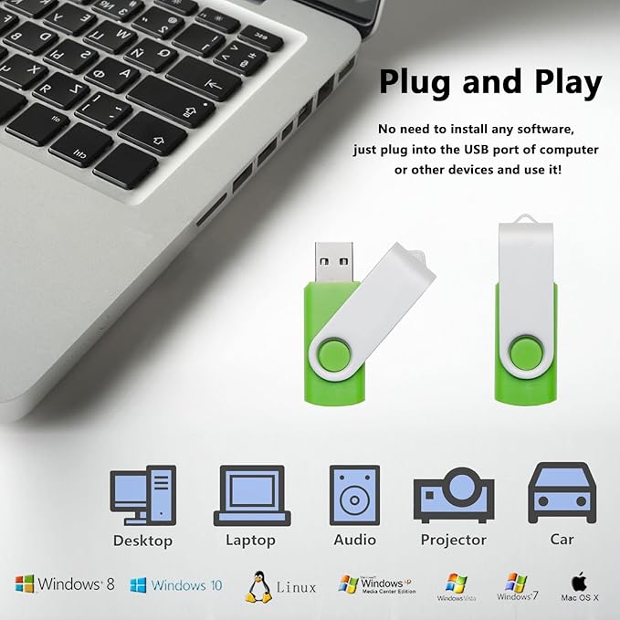 10 Pack 128MB USB Flash Drives in 5 Random Colors USB 2.0 Wholesale Lot Bulk Memory Sticks (10 Pack, 128MB)