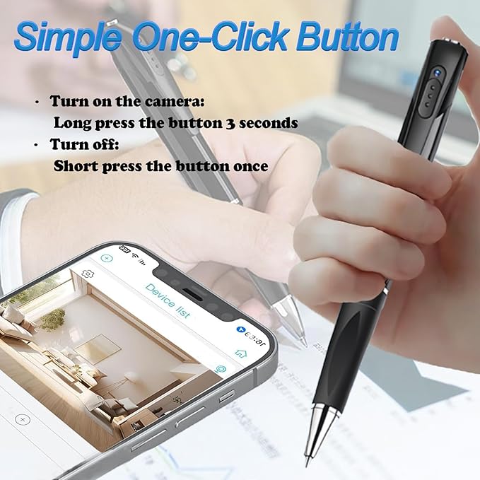 1080P Camera Pen Portable Security Pen Cam 32G Memory Card Wireless Body Photo Cam with 250mAh Battery for Indoor and Outdoor(No Audio)