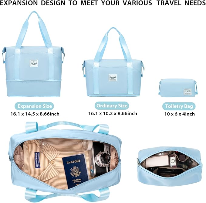 LONG VACATION 6 Piece Luggage Set Carry on Suitcase with ABS+PC hardshell, Spinner Wheels & YKK Zipper TSA Lock (SKY BLUE, 6 piece set)