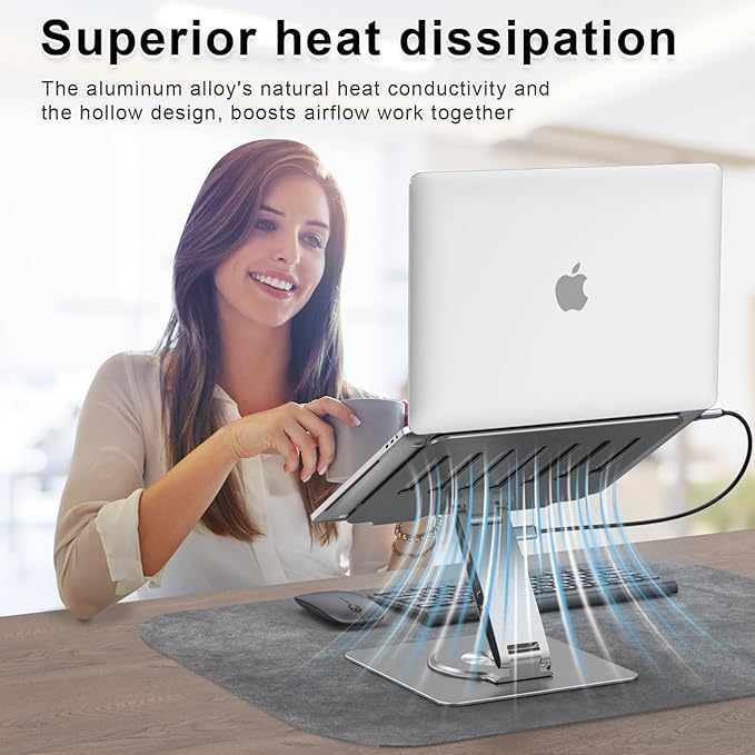 Laptop Docking Station for MacBook Pro/Air/Dell/HP/Surface HC 11-in-1 USB C Hub 360°Rotatable Laptop Stand with USB Hub 4K HDMI USB 3.0 PD100W 3.5mm Audio Jack RJ 45 TF/SD Reader Universal Laptop Dock