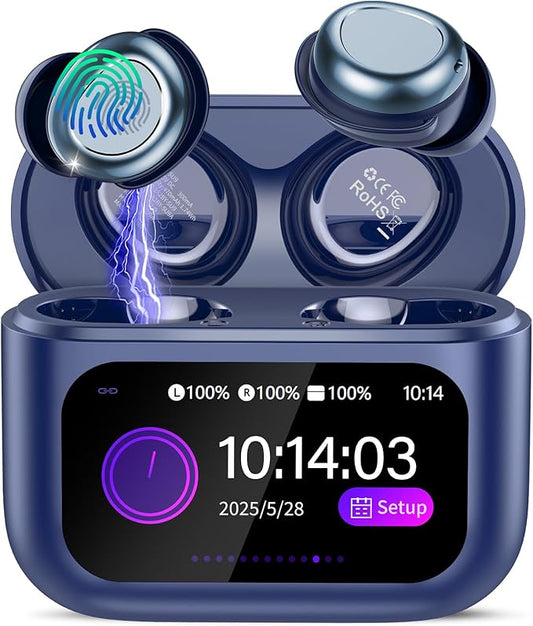 Sleep Earbuds Bluetooth 5.4 in Ear Touch Screen Sleep Headphones, Small Design Mini Sleep Earbuds for Side Sleepers with Sleep Mode, 48H Playtime Sleep Earphones Clear Calls, 5 EQ Modes, Blue