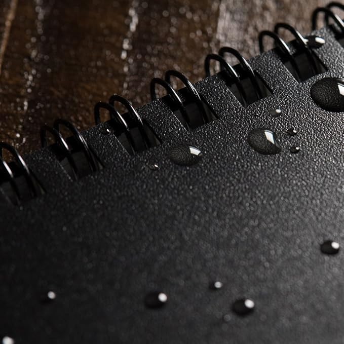 Rite in the Rain Weatherproof Top Spiral Notebook, 3" x 5", Black Cover, Universal Pattern, 3 Pack (No. 735-3)