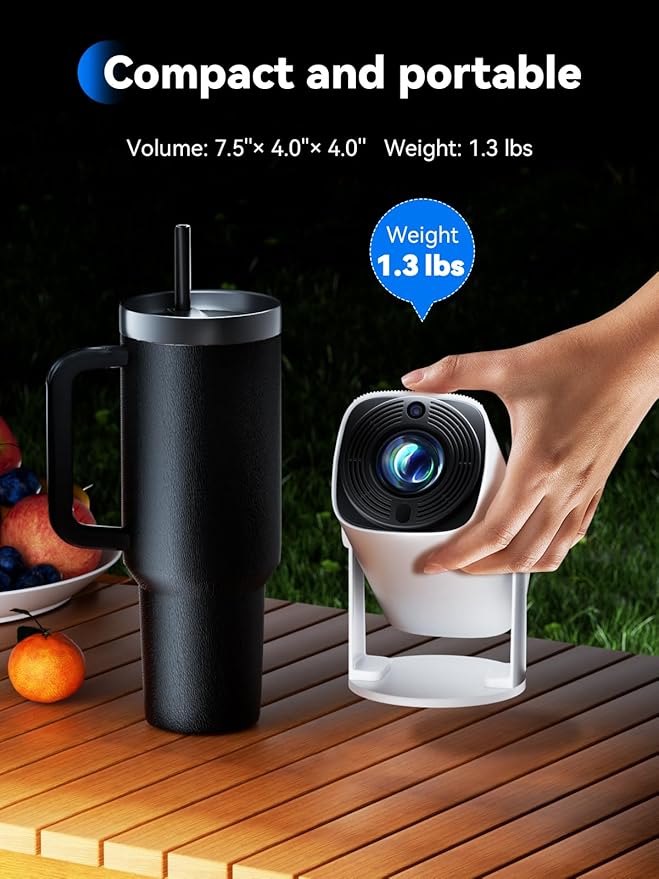 SOOMFON Mini Projector 1080P Support - Portable Small Video Movie Projector Bluetooth 5.1 Auto Keystone Electric Focus for Bedroom/Wall/Home/Outdoor/iPhone/Android/TV Stick