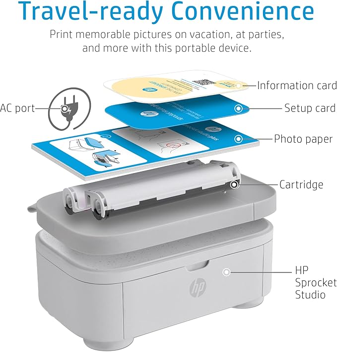 HP Sprocket Studio Plus 4x6 Instant Photo Printer – 118 Sheets & Cartridge Bundle - Wireless, Wi-Fi, Premium Dye Sublimation - Vibrant Color Pictures - Editing App for Fun, Creative Photos