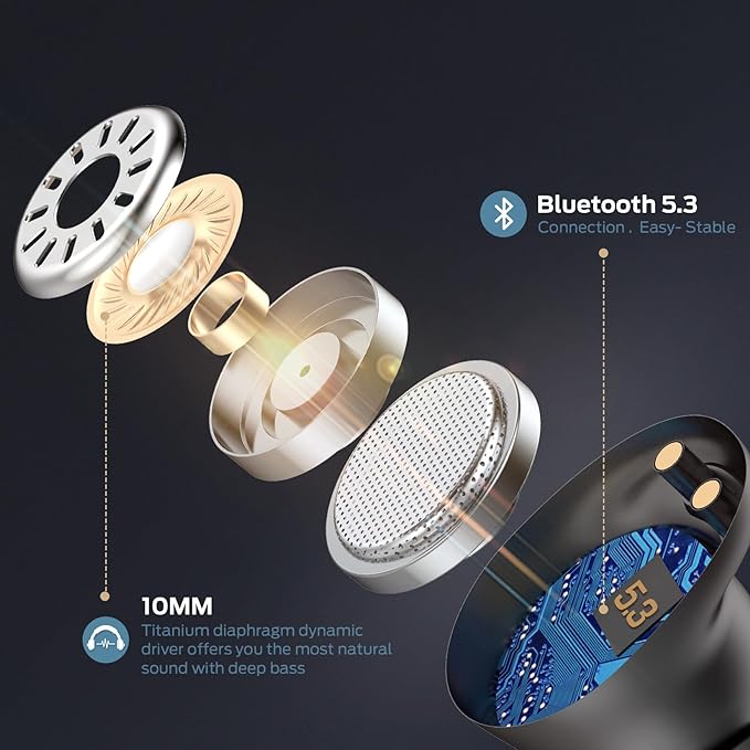 Monster Achieve 300 AirLinks Wireless Earbuds, Bluetooth 5.3 in-Ear Headphones, Touch Control, Built-in Microphone, USB-C Fast Charging, 32H Playtime, Black