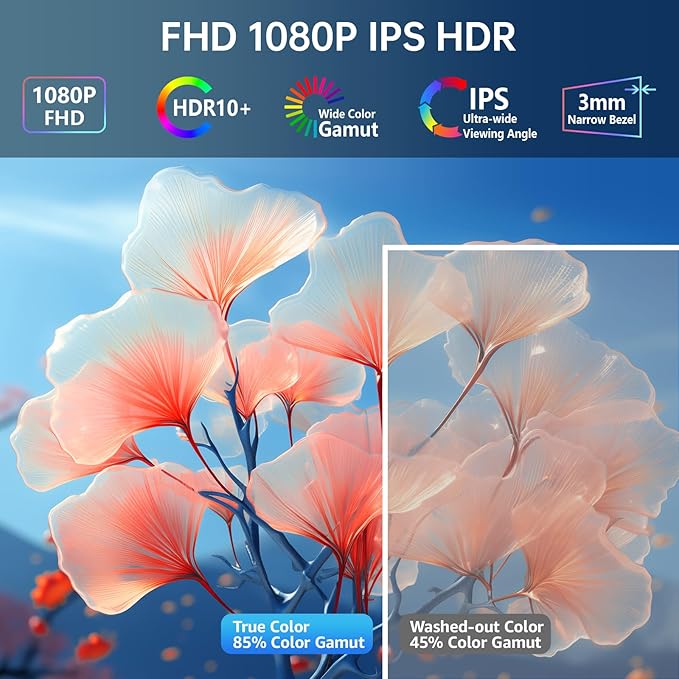 VisionOwl Portable Monitor-15.6 Inch Slim Computer Display Gaming External Monitor Full HD 1080P USB Type-C HDMI IPS Screen with Cover for Travel Laptop MacBook Surface PC PS4/PS5 Xbox VESA Mountable