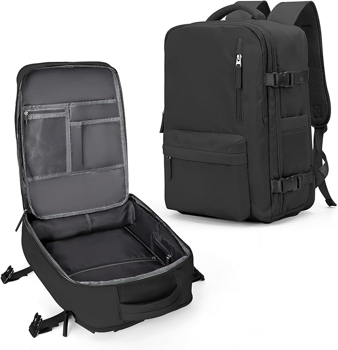 VECAVE Carry On Backpack for Women,Large Travel Backpack Flight Approved,Waterproof 15.6 Inch Laptop Backpack Business Work Backpacks Men Mochila De Viaje Black