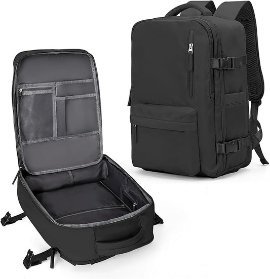 VECAVE Carry On Backpack for Women,Large Travel Backpack Flight Approved,Waterproof 15.6 Inch Laptop Backpack Business Work Backpacks Men Mochila De Viaje Black