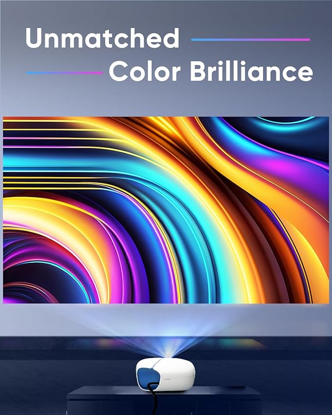 NOMVDIC L500 1080P Laser Projector, 500 Lumens, Portable Triple Laser Projector, Mini Projector with WiFi and Bluetooth, 180" Big Screen, Built-in Speaker, MEMC, H/V Keystone, Auto Focus