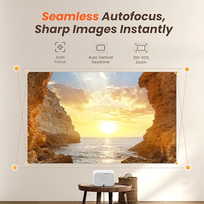 [Sound by JBL & Seamless Autofocus] Yaber 1080P Projector with WiFi 6 and Bluetooth, Portable Outdoor Movie Projector, Home Theater Projector for iPhone/TV Stick/HDMI/USB/Laptop/PS5-Gray