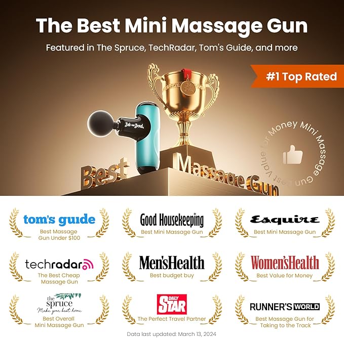 BOB AND BRAD Q2 Mini Massage Gun, Pocket-Sized Deep Tissue Massager Gun, Portable Percussion Muscle Massager Gun, Ultra Small & Quiet Muscle Massage Gun with Carry Case -Green