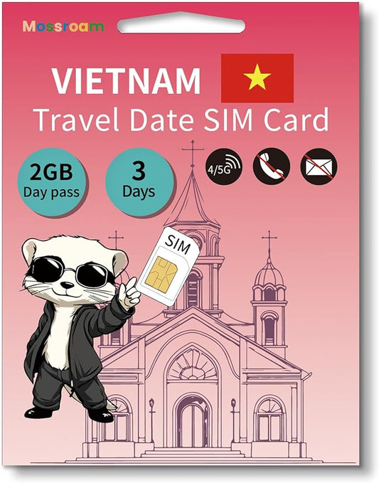Vietnam Data SIM Card,2GB High-Speed 5G/4G LTE,for 3 Days - Prepaid, No Hidden Fees - Ideal for Tourists, Digital Nomads & Business Trips