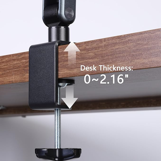 ASIEIT Desk Clamp Book Stand, Aluminum Book Holder Adjustable Height & Angle, Cookbook Stand for Kitchen, Recipe Book Holder with 360° Swivel Base, Book Stand for Reading, Office, Laptop