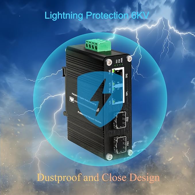 Mini 2-Port PoE Gigabit Ethernet Switch with Dual SFP Ports - Industrial-Grade Unmanaged Switch, 12~48VDC Input, 30W PoE+, Din-Rail or Wall Mount,Fast Connection,Plug and Play,Rugged Metal Case