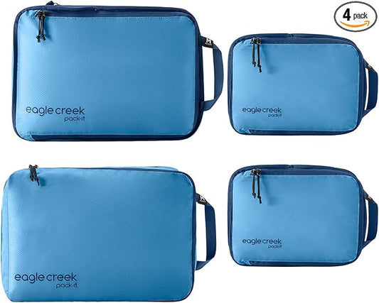 Eagle Creek Pack-It Isolate Carry-On Set - Compact Compression Cube Set for Optimizing Luggage Space - Convenient Top Handle - Internal Storage Divider - Water-Resistant - Washable - Blue Dawn