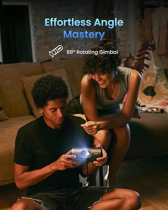 JMGO PicoPlay+ 1080P Smart Portable Projector, Google TV, 450 ISO Lumens, 8W Dolby Digital, 3D-Active, HDR10, Mini Projector with WiFi & Bluetooth for Home Party, Outdoor, Including Optical Filter