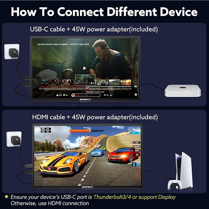 23.8'' 2K 180Hz Portable Monitor QHD Wide 1440p VESA USB-C HDMI Large Second External Gaming Screen Built-in Stand Speakers, for Laptop Mac PS4/5 Xbox Switch HDR IPS Display (2k 180Hz, 23.8")