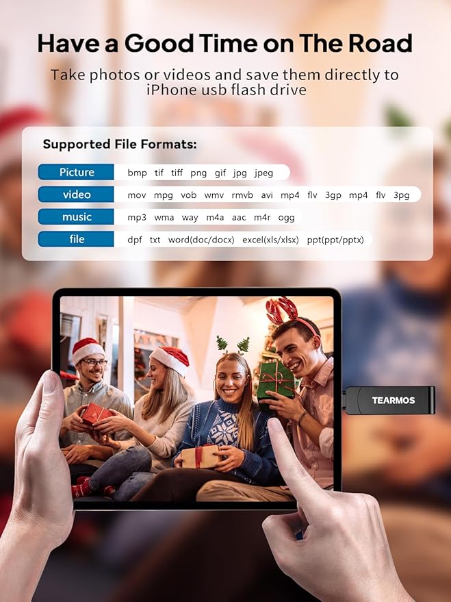 512GB Flash Drive Intended for iPhone iPad, Memory Stick Storage for Photos and Videos Backup, Compatible with iPhone iPad Android PC, Plug and Play, No Application Required (Dark Gray)