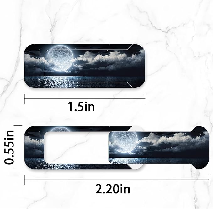 Webcam Cover, 3 Pieces, Laptop Camera Cover, Privacy Shielding Capacity is Twice as Big as The Traditional, Suitable for Computer Mobile Phones, laptops, Tablets and so on (Moon by The sea)
