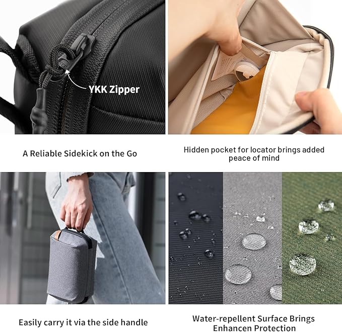 PGYTECH Travel Tech Organizer, Waterproof Tech Pouch, Electronics Accessories Organizer Travel Carrying Case, Cable Organizer Bag for Cables, Cord, Phone Batteries, Charger,Photography SD Card, Grey