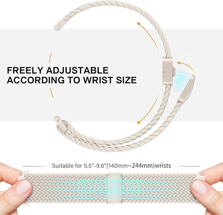 JNN Quick Release Watch Band - Magnetic 18mm 20mm 22mm Braided Nylon Watch Bands, Adjustable Elastic Nylon Watch Straps Replacement Wristband for Men Women