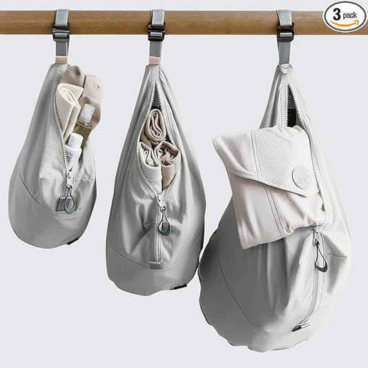 trtl Packing Pods, Oyster Grey - Packing Cubes for Travel - Organizer Bags for Luggage to Maximize Suitcase Space - Travel Packing Organizers - Includes Carry Strap - Comes with 3 Cube Sizes - 3 Pack