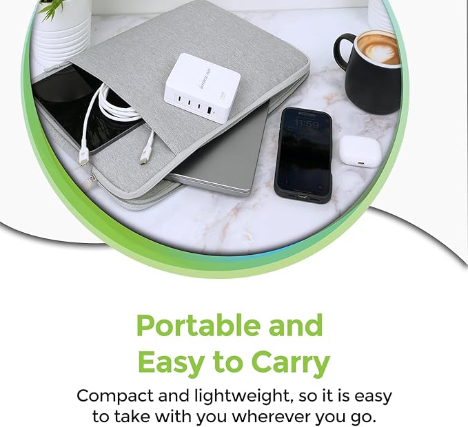 IOGEAR GearPower 145W Multiport Charger, GaN, 4 Port, USB-C Cable, iPhone 16, MacBook Pro/Air, iPad Pro, Google Pixel, Travel Wall Charger, Cable Included, GPAWC145W