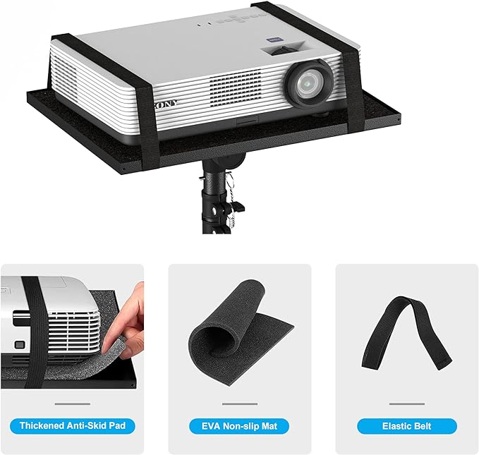 Projector Stand Tripod, Laptop Tripod Stand Adjustable Height from 23.5 to 63.5 inches with Gooseneck Phone Holder, Laptop Floor Stand for Office, Home, Stage, Studio, DJ Racks Holder Mount