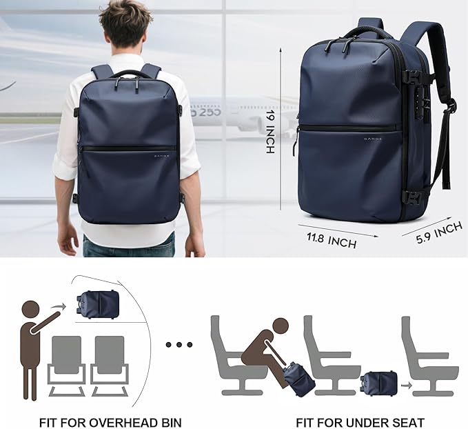BANGE Travel Backpack with Vacuum Pocket and TSA lock version can hold 15.6 inch Laptop suitable Overnight Flight Approved Anti-theft Bag