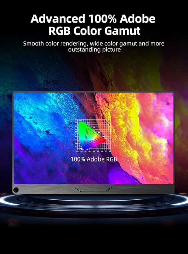 UPERFECT Truely 4K Computer Monitor, 15.6" UHD FreeSync 100% AdobeRGB 450 Nits Brightness HDR IPS Speaker Eye Care Game Display 2 Type-C Full HDMI for Laptop Phone, VESA & Smart Case