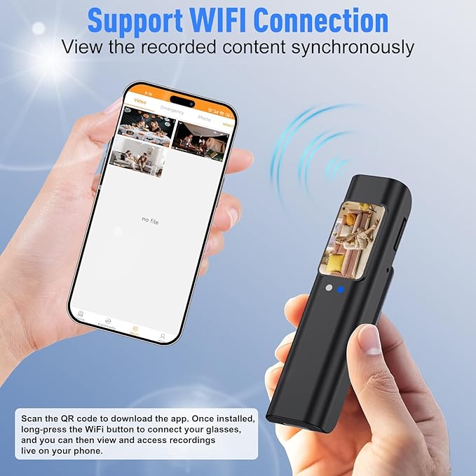 Hands Free Clip On POV Sports Camera 110 Degree 2.7K, WiFi Mini Camera for Glasses with Live View, Cycling Fishing Vlog Recorder, Kids Pets Daily Recording, Includes 16GB Card(Black)