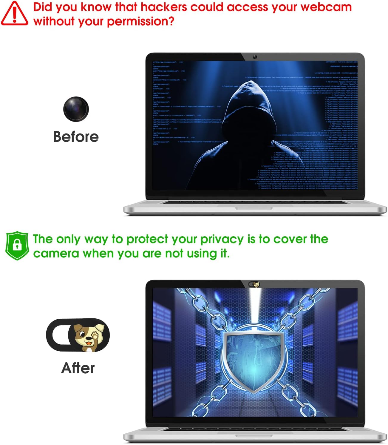 Laptop Camera Cover Slide Cute-6PCS,Webcam Cover Slide for MacBook Pro, iMac, iPad Pro, iPhone 6/7/8 Plus, iPad, Laptop and More Device,Cute Pattern Web Cam Privacy Cover to Protect your Privacy (Dog)