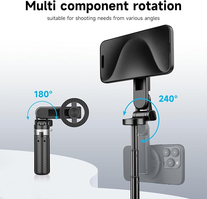 4-in-1 Magnetic Selfie Stick for iPhone - 360°Rotation & Quick-Draw Magnet Tripod for Instant Capture, Ultra-Compact & Pocket-Sized for Classic Selfies, Upper-Body Shots, and Small Group Photos